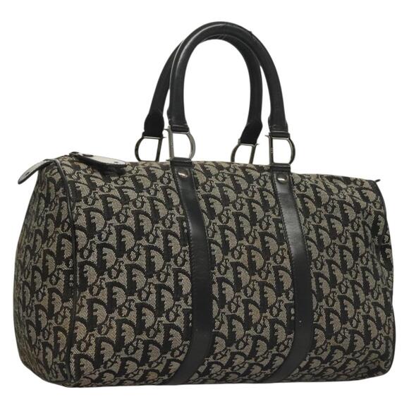 DIOR Trotter Canvas Boston Bag Black Silver - Picture 1 of 12